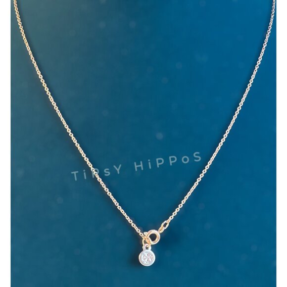 NEW!  Beautiful Tory Burch Rose Gold Miller Crystal Pave Necklace - Picture 2 of 5